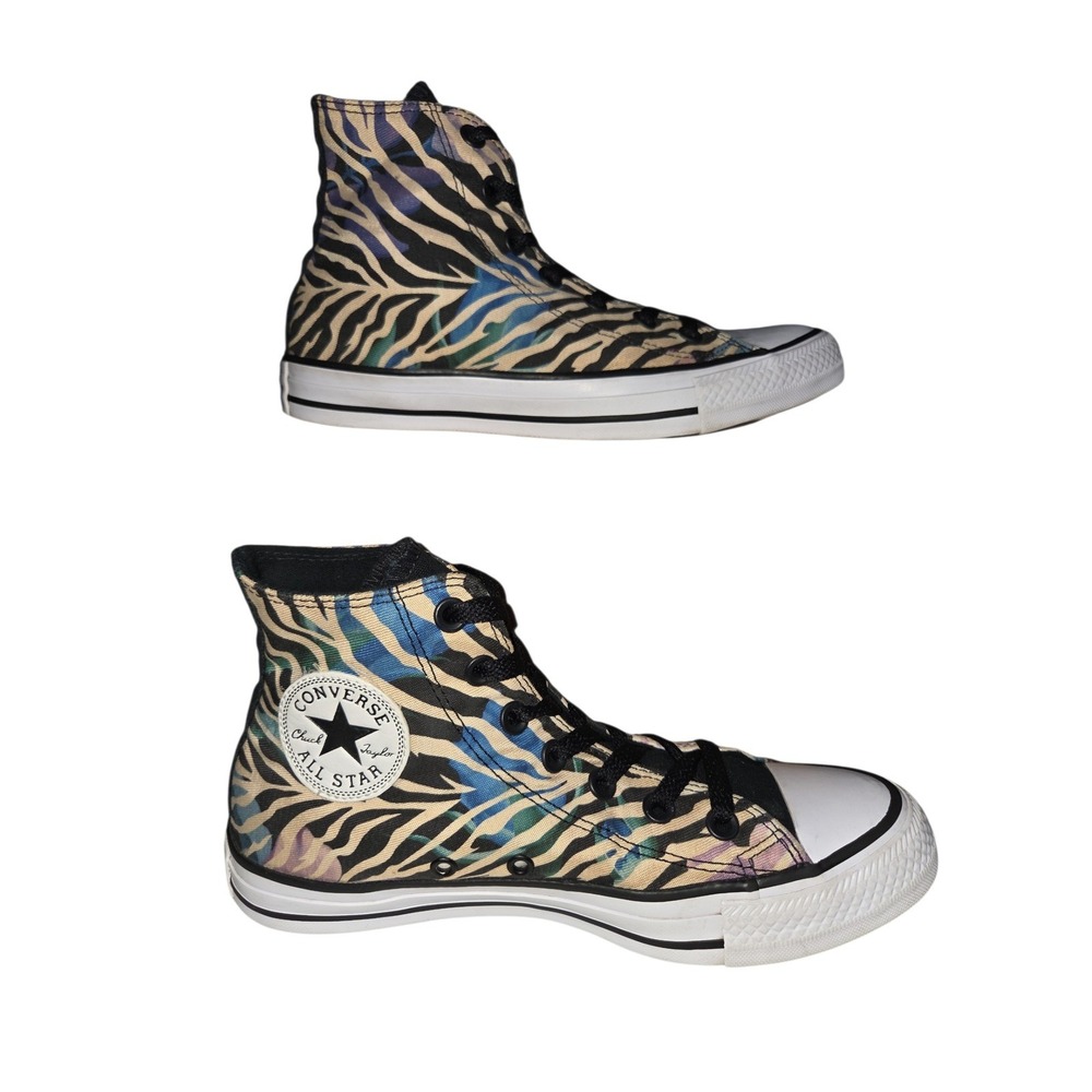 Converse Sneakers Womens 7 Multicolor 554888F Chuck Taylor Zebra Tropical Print
